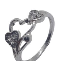 Zilverkleurige Hartjesring met Strass