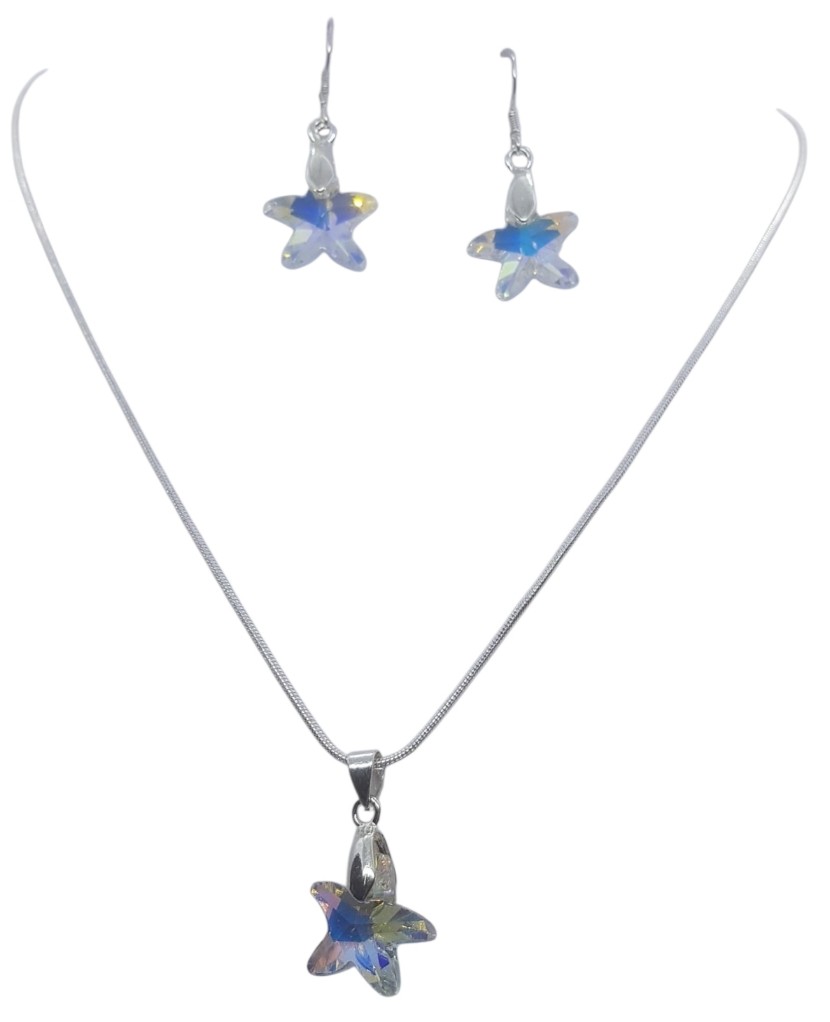 925 Sterling Zilver Elegante Zeester Sieradenset met Swarovski Elements