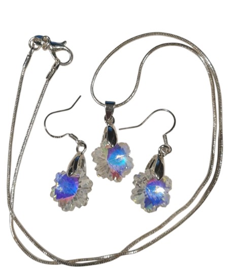 925 Sterling Zilveren Sneeuwvlok Sieradenset met Swarovski Elements