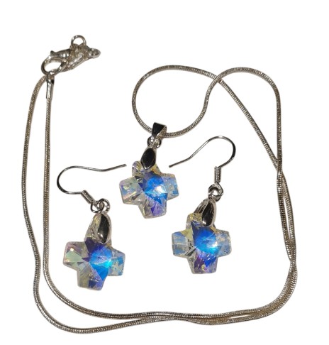 925 Sterling Zilver Elegante Kruis Sieradenset met Swarovski Elements