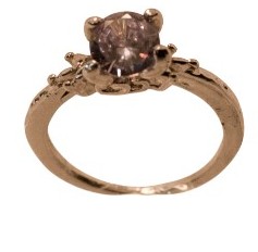 Minimalistische ring zilverkleur met lichtpaarse steen