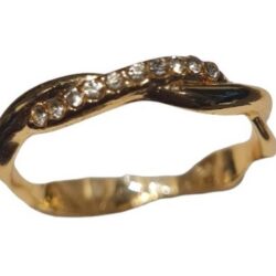 Dubbele Goudkleurige Ring met Strass Steentjes