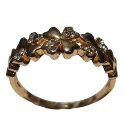 Klaverring Rosé Goudkleurig met Kristal Steentjes