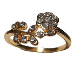 Goudkleurige Ring met Bloem en Kristal Strass Steentjes