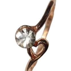 Rosé Goudkleurige Hart Ring met Strass