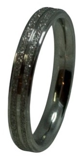 RVS Zilveren Ring Hoogglans met Gezandstraalde Lijnen