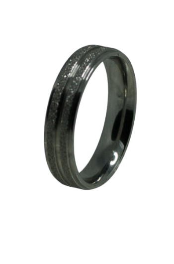 RVS Zilveren Ring Hoogglans met Gezandstraalde