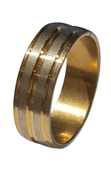 RVS Gouden Multiband Ring met Zilverkleurige Accenten