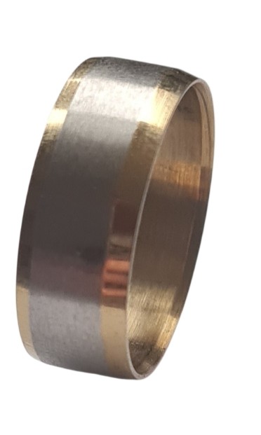 RVS Mat Goud-Zilveren Ring met Dubbele Band