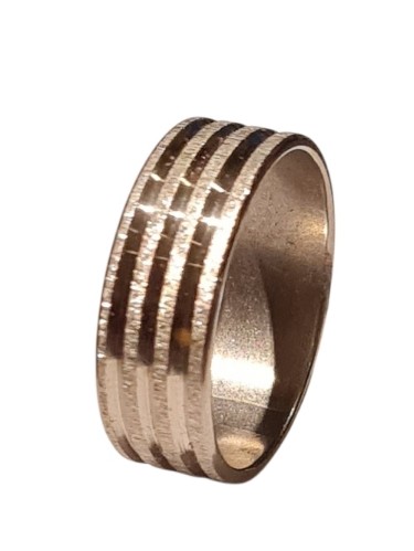 RVS Zilveren Ring met Matte Afwerking en Drie Glansgroeven