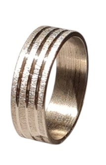 RVS Zilveren Ring Mat met Drie fijne Glanzende Groeven