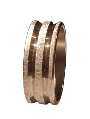 RVS Zilveren Ring met Matte Afwerking en Dubbele Glansgroef