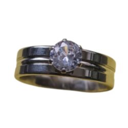 RVS Zilveren Ring met Diamantvormige Strass