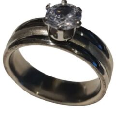 Elegante RVS Ring Zilver met Strasssteen