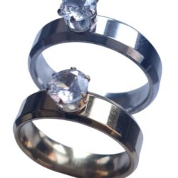 Zilveren RVS Ring met Diamant vormige Strass