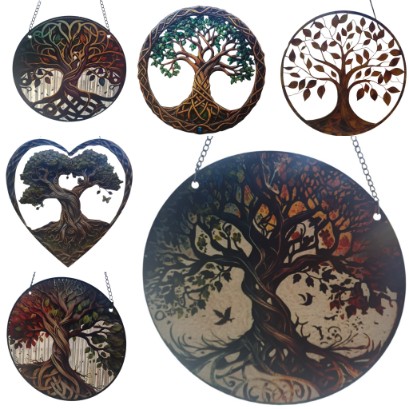 Raamdecoratie van levensbomen