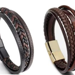 prachtige leren gevlochten armbanden