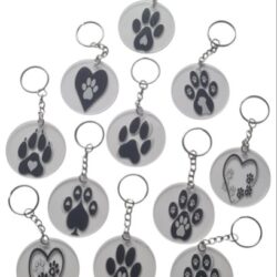 Sleutelhanger pootafdruk zwart/wit