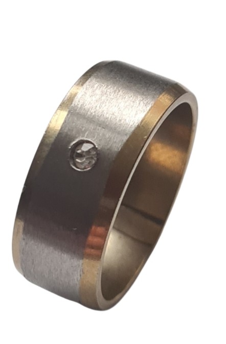 RVS Ring Mat Goud/Zilver met Strass